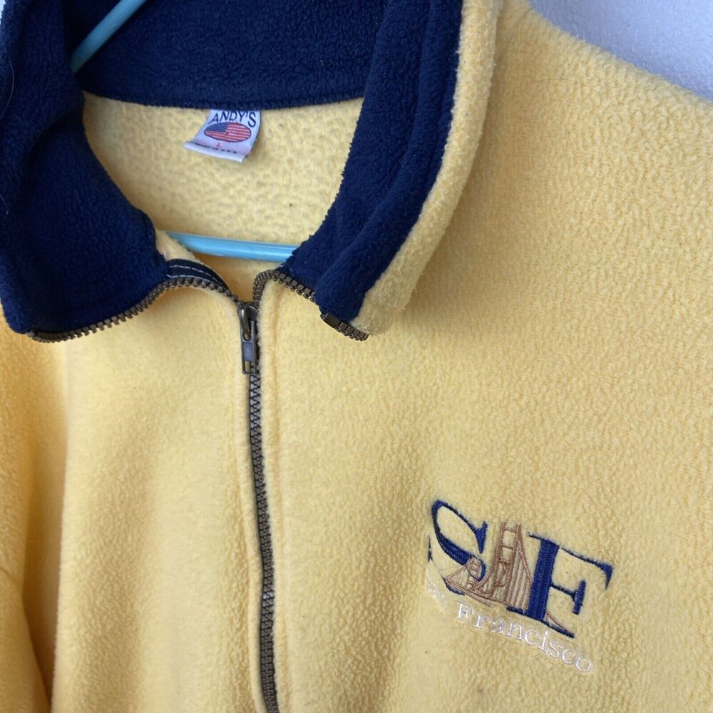 Andy's Fleece Pullover Men's L Yellow full zip San Francisco‎ 90s y2k VTG - Picture 2 of 9